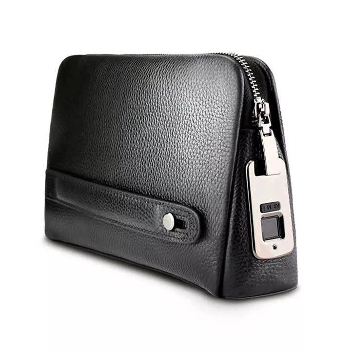 Customized Smart Anti-Theft Black Fingerprint Lock Clutch Bag Factory