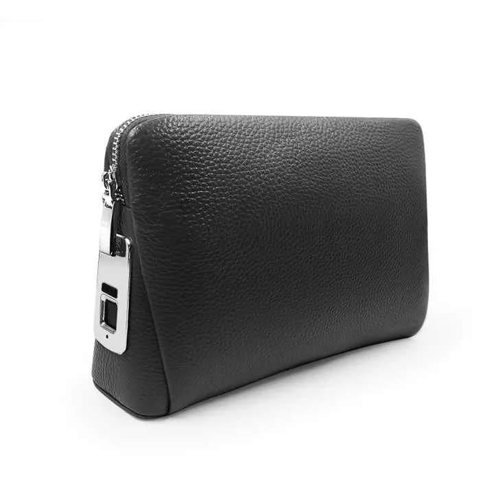 Customized Smart Anti-Theft Black Fingerprint Lock Clutch Bag Factory