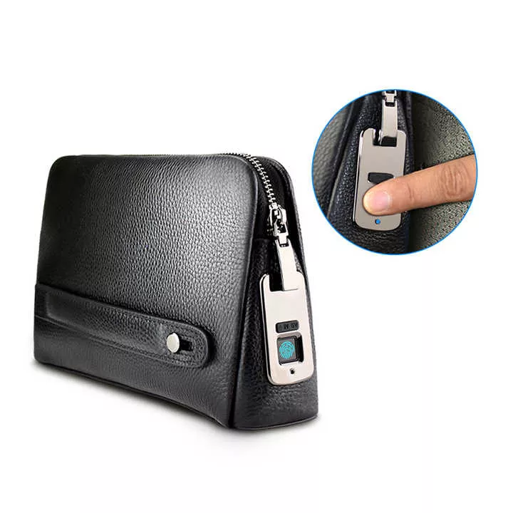 Customized Smart Anti-Theft Black Fingerprint Lock Clutch Bag Factory