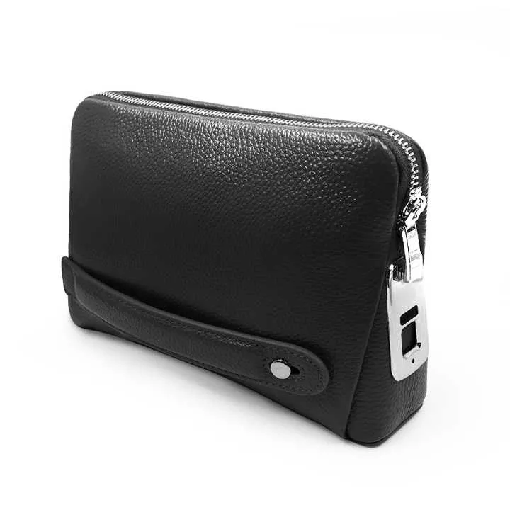 Customized Smart Anti-Theft Black Fingerprint Lock Clutch Bag Factory