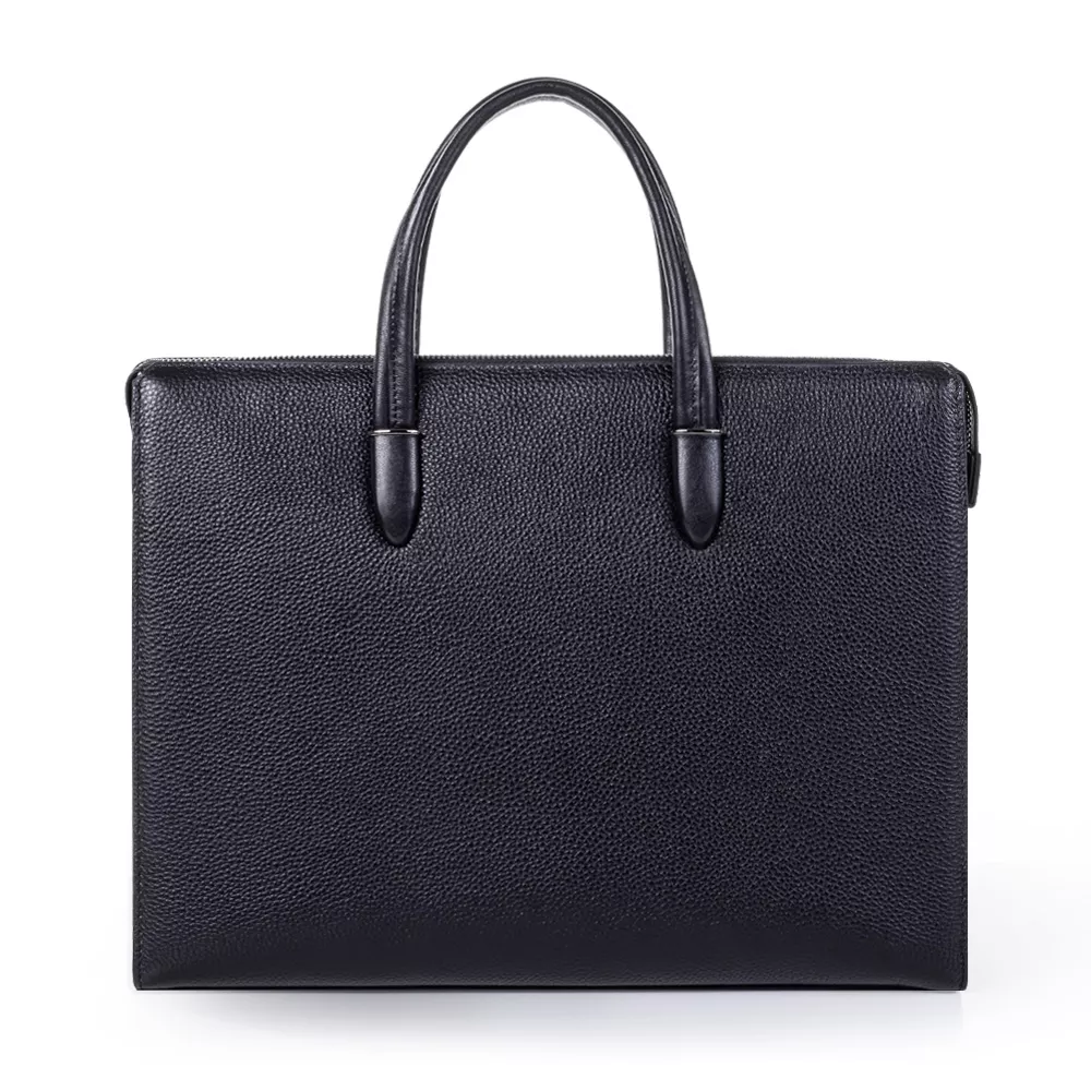 Custom Black Comfortable Business Leather Computer Fingerprint Briefcase Factory