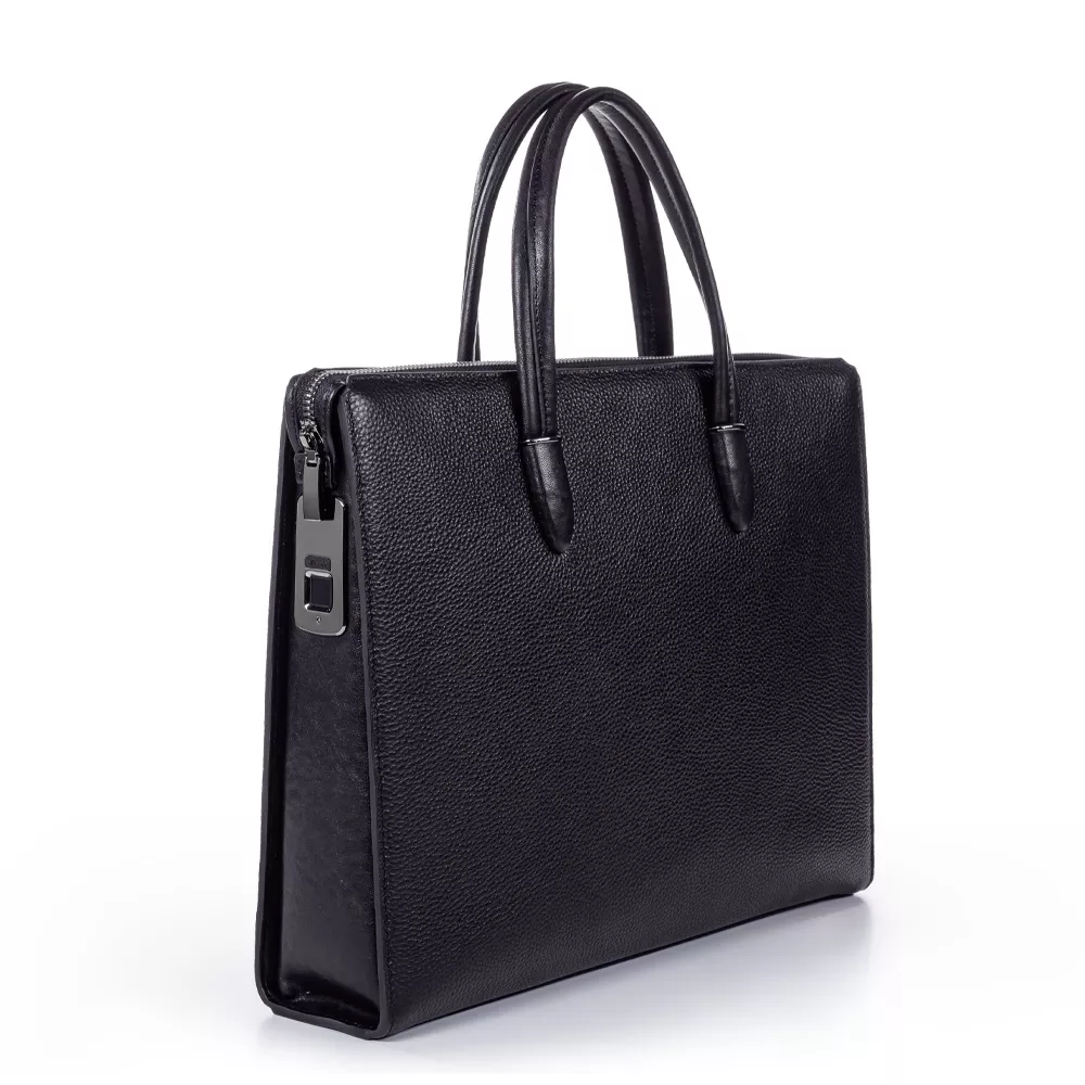 Custom Black Comfortable Business Leather Computer Fingerprint Briefcase Factory