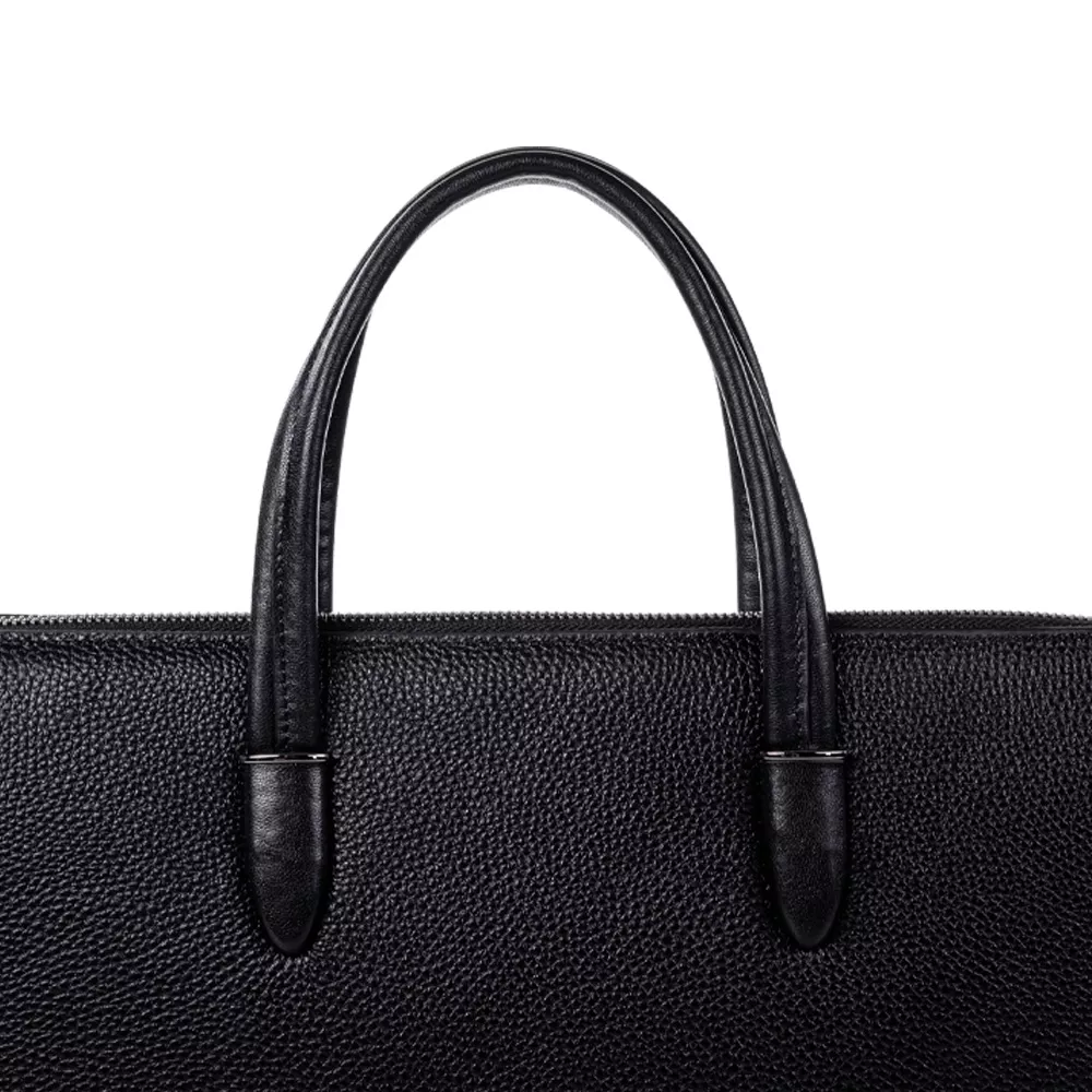 Custom Black Comfortable Business Leather Computer Fingerprint Briefcase Factory