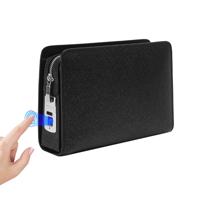 Wholesale Custom High End Fashion Men's Leather Fingerprint Clutch Bag