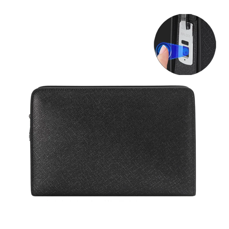 Wholesale Custom High End Fashion Men's Leather Fingerprint Clutch Bag