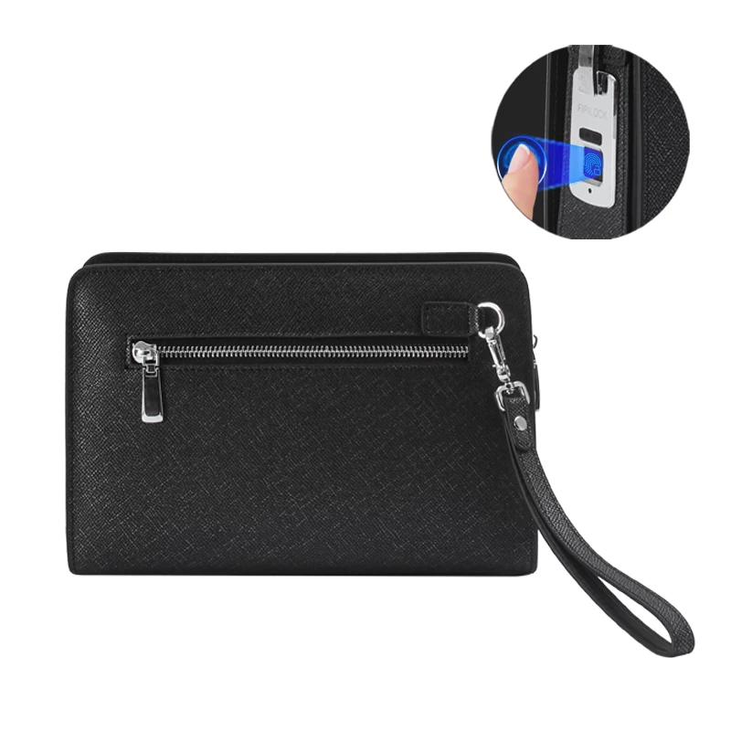 Wholesale Custom High End Fashion Men's Leather Fingerprint Clutch Bag