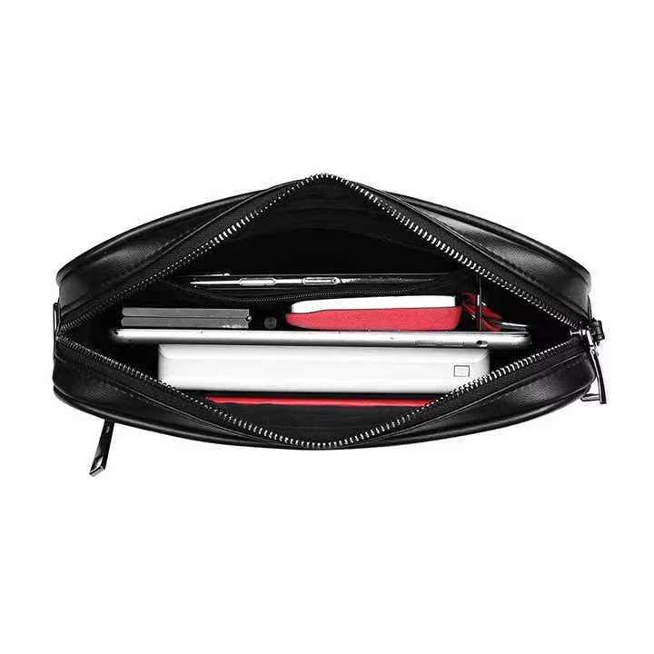 Custom Portable Black Practical Men's Soft Leather Clutch Bag Manufacturer