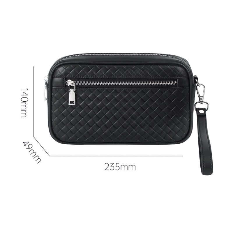 Custom Portable Black Practical Men's Soft Leather Clutch Bag Manufacturer