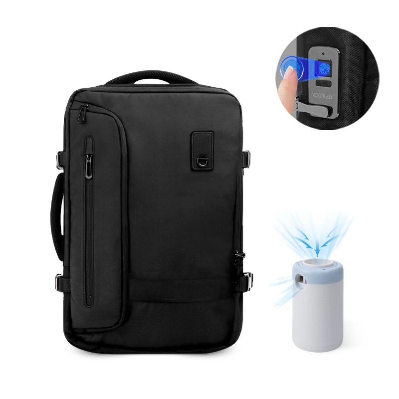 Wholesale Custom Mens Black Laptop Fingerprint Lock Backpack Manufacturer
