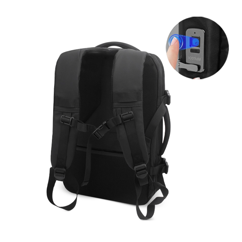Wholesale Custom Mens Black Laptop Fingerprint Lock Backpack Manufacturer
