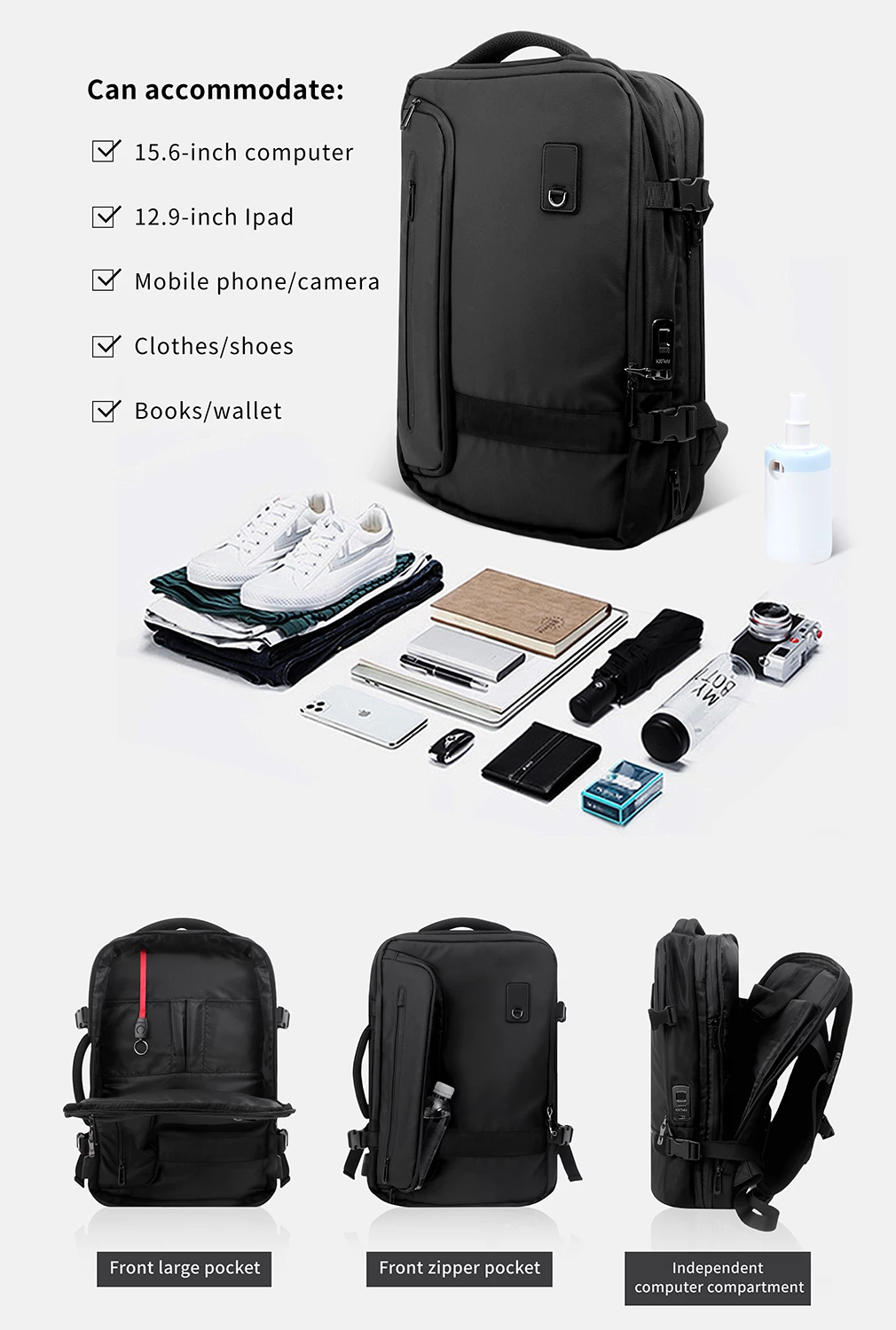 mens black laptop backpack