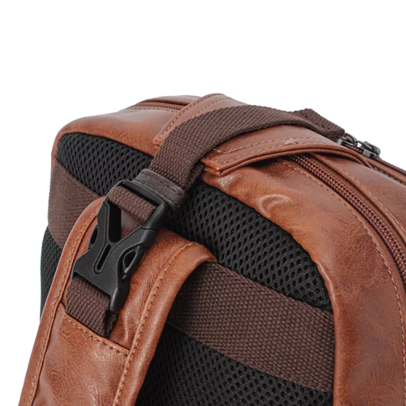 OEM ODM Men's Brown Leather Fingerprint Sling Bag Supplier