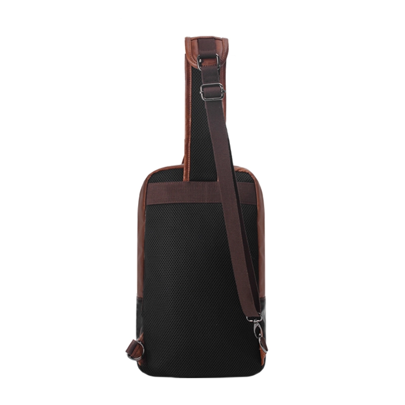 OEM ODM Men's Brown Leather Fingerprint Sling Bag Supplier