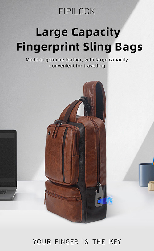 brown leather sling bag