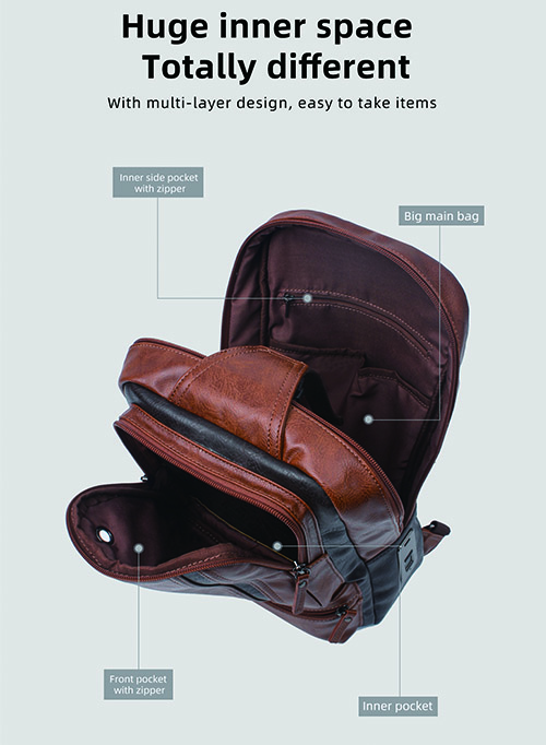 mens brown leather sling bag