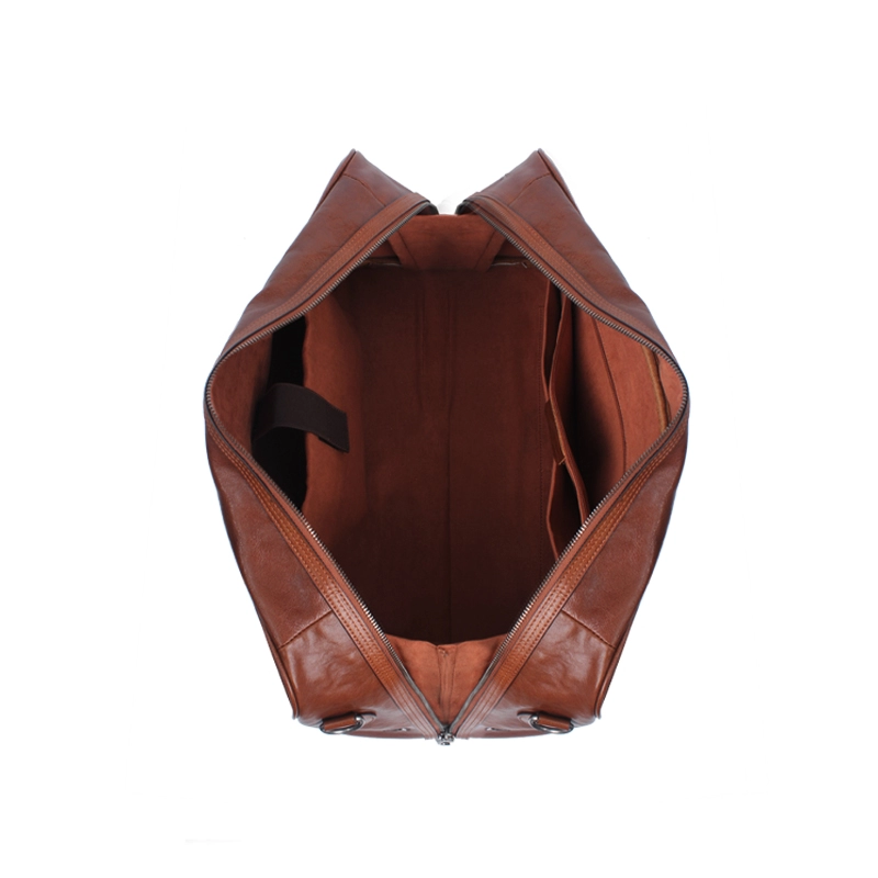 Wholesale Custom Dark Brown Leather Smart Fingerprint Travel Bag Manufacturer