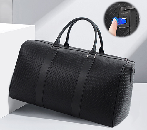 black fingerprint travel bag