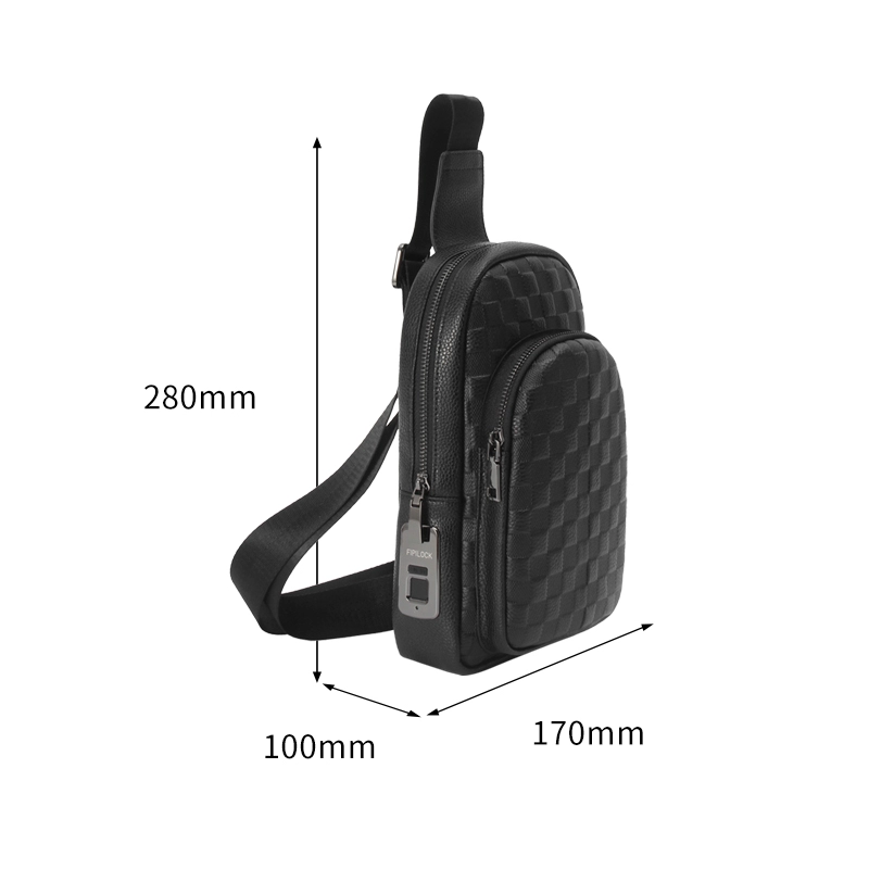 Factory Price Mens Black Casual Fingerprint Lock Sling Bag