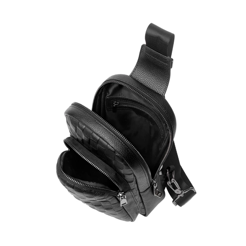 Factory Price Mens Black Casual Fingerprint Lock Sling Bag