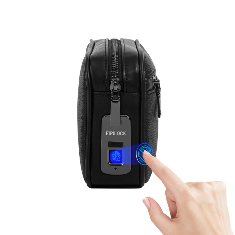 Custom Portable Mens Black Leather Business Fingerprint Clutch Bag Supplier