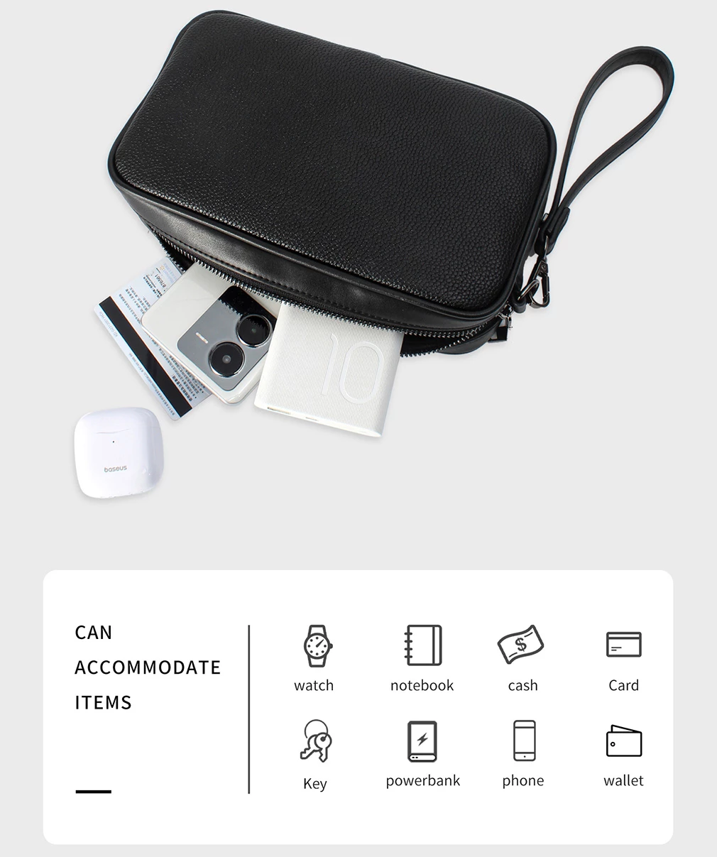 black leather clutch bag