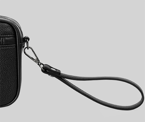 black leather clutch bag