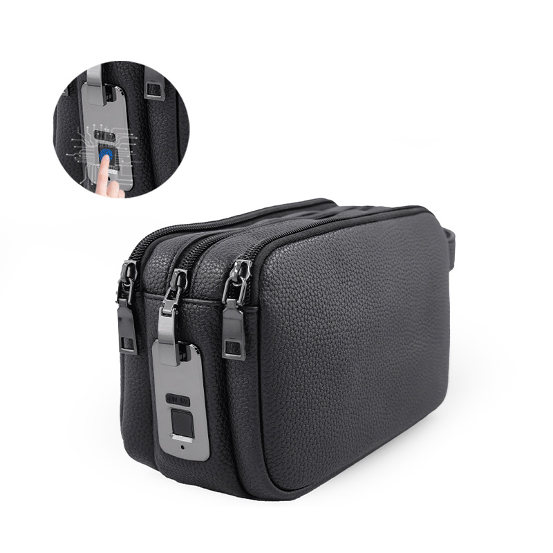 Custom Black Clutch Bag With Fingerprint Unlocking USB Charging