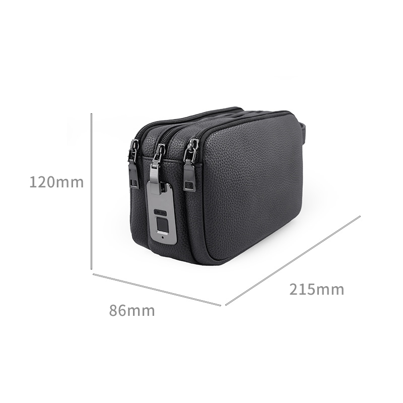 Custom Black Clutch Bag With Fingerprint Unlocking USB Charging