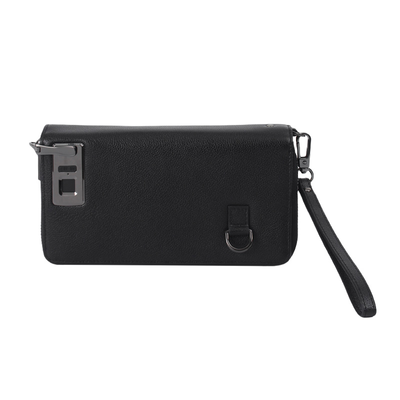 OEM ODM Black One-second Unlock Smart Fingerprint Clutch Bag Factory