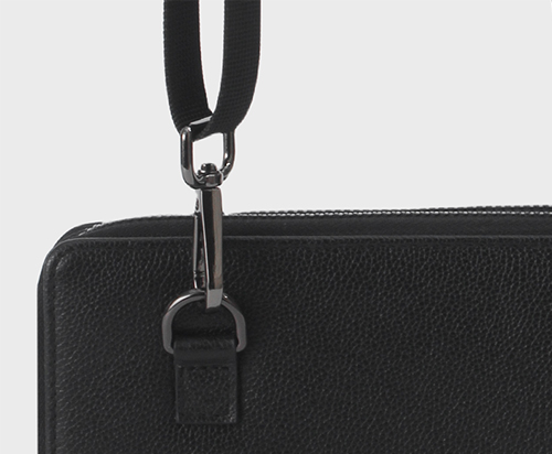 black leather clutch bag