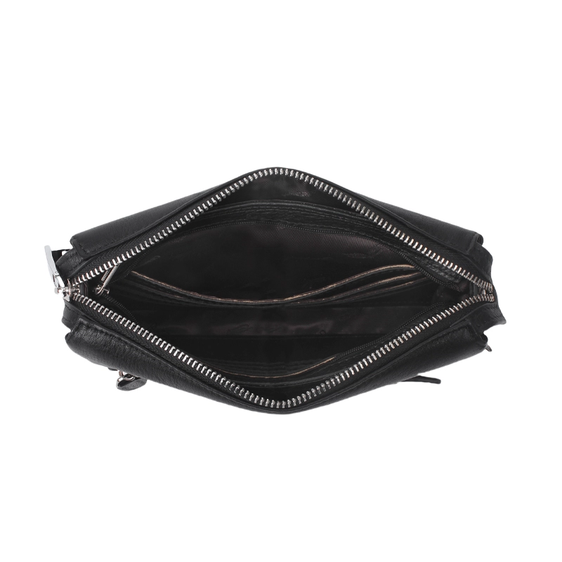 Custom Protable Black Brown Leather Fingerprint Clutch Bag Manufacturer