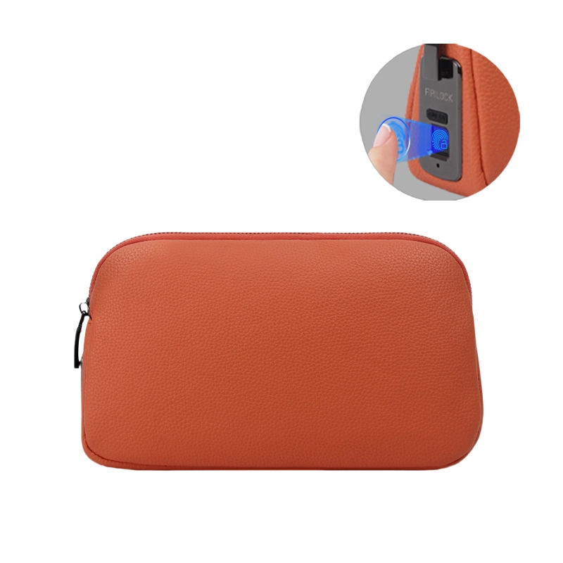 Custom Smart Black Orange Anti-Theft Fingerprint Clutch Bag Factory