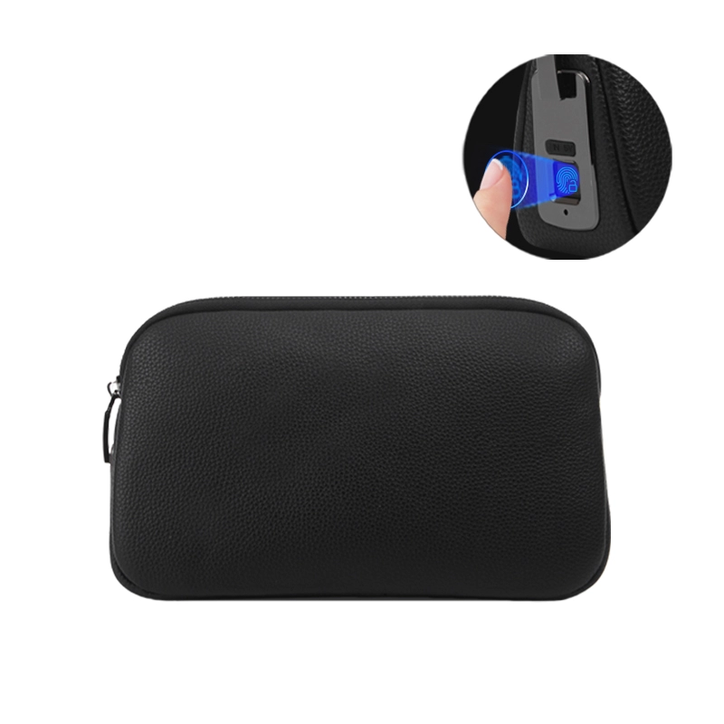 Custom Smart Black Orange Anti-Theft Fingerprint Clutch Bag Factory