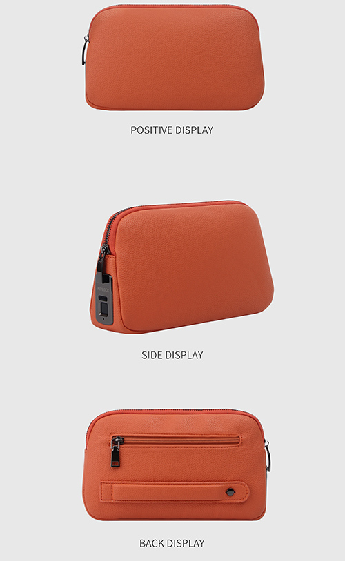 orange anti theft clutch bag