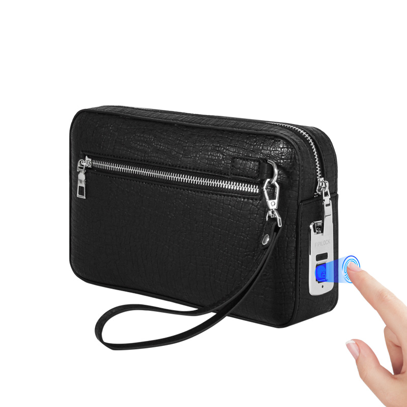 Customized Mens Business Fingerprint Lock Clutch Bag China Manufacturer