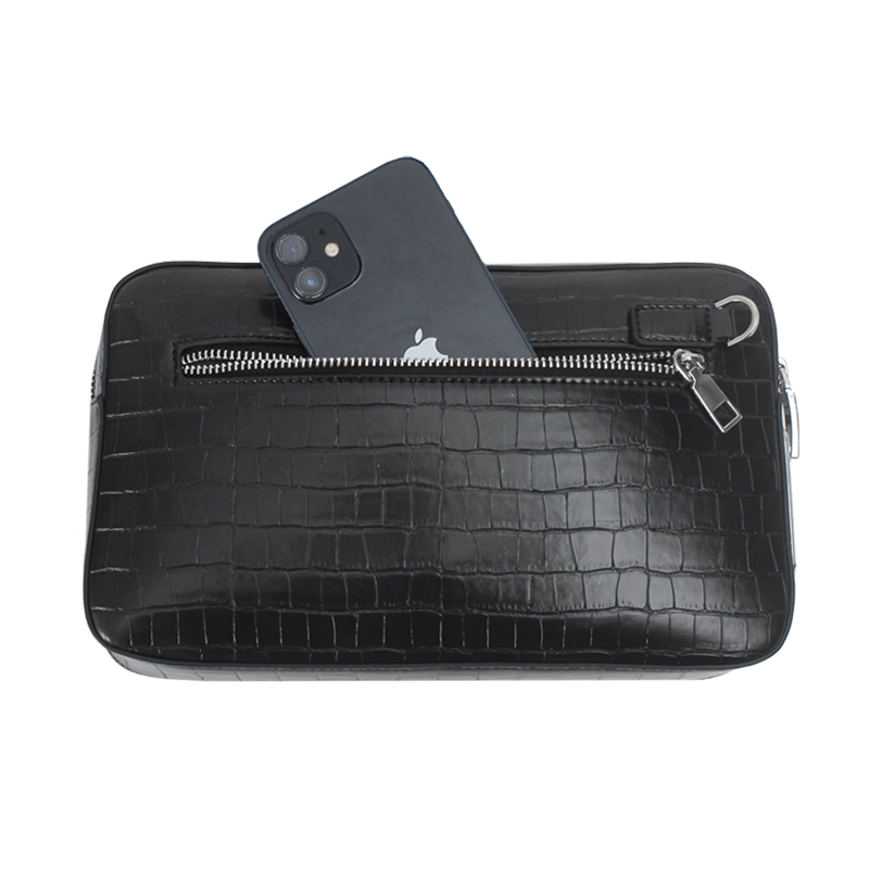 Portable Black Mens Business Anti-Theft Fingerprint Lock Clutch Bag