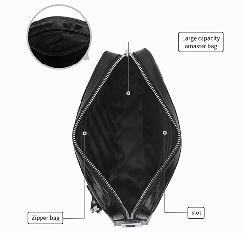 Portable black clutch bag