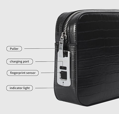 Portable black clutch bag