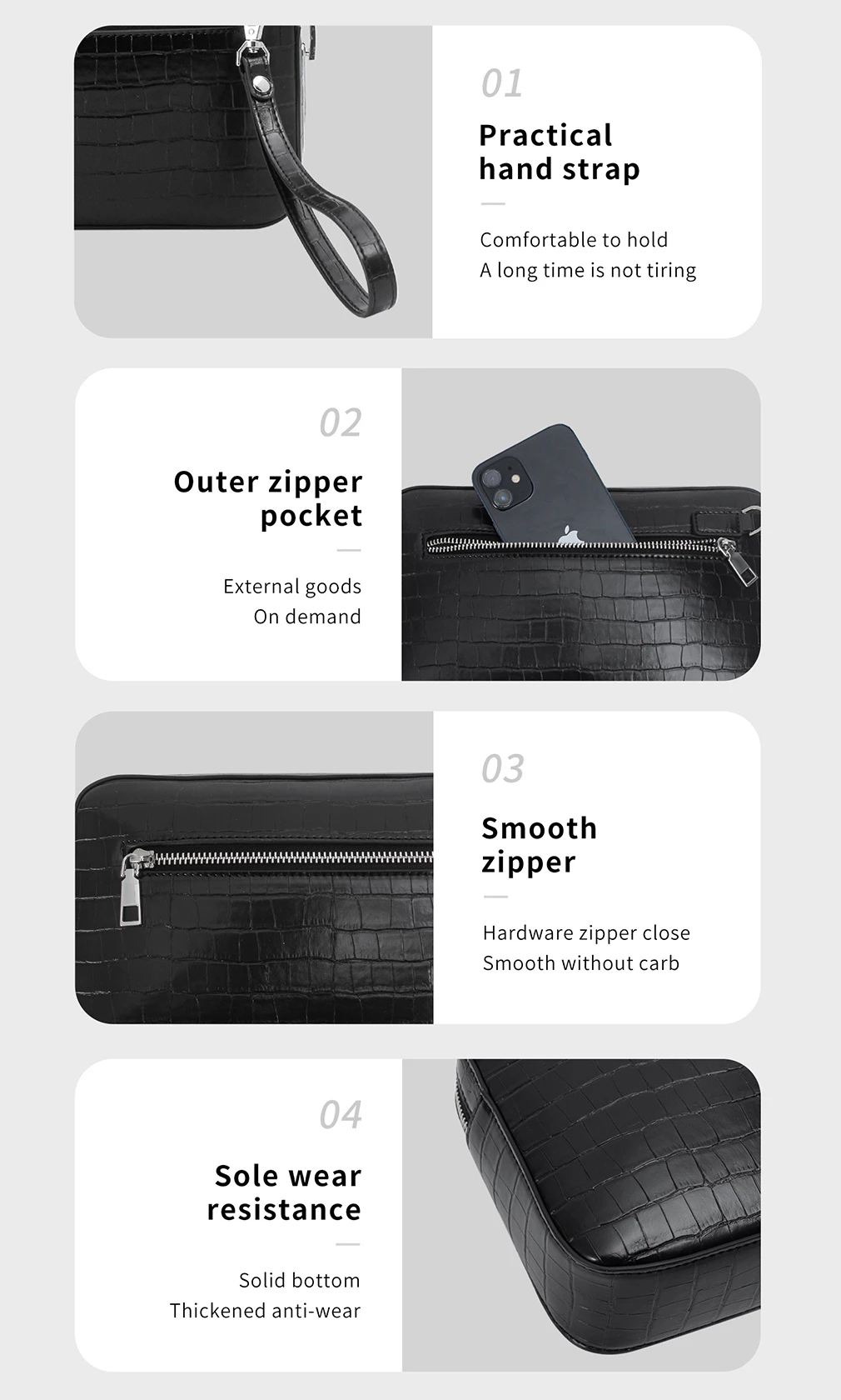 Portable black clutch bag Portable black clutch bag